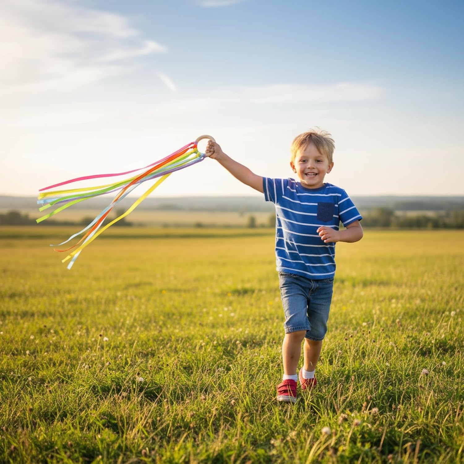 Sumind Rainbow Ribbon Hand Kites - 6 Pcs Colorful Streamer Wands for Kids | Educational Dance Toy