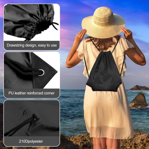 KUUQA Drawstring Backpack Bags - 100Pcs Bulk Black Storage Sacks for Sports & Travel