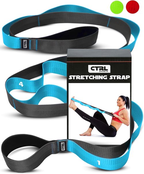 Fascia Stretching Strap with Loops - Non-Elastic Yoga Band for Physical Therapy & Flexibility | Ideal for Hamstring & Leg Stretches