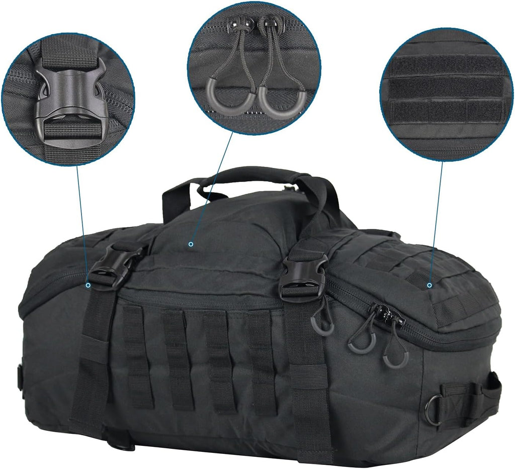 Skiennix Gym Backpack - Versatile 3-Way Carry Sports Duffel Bag | Black, 85L Capacity