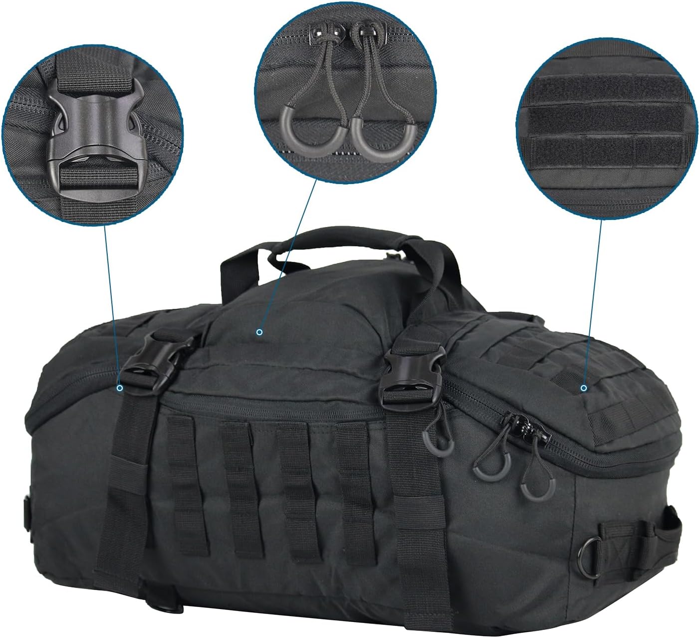 Skiennix Gym Backpack - Versatile 3-Way Carry Sports Duffel Bag | Black, 85L Capacity