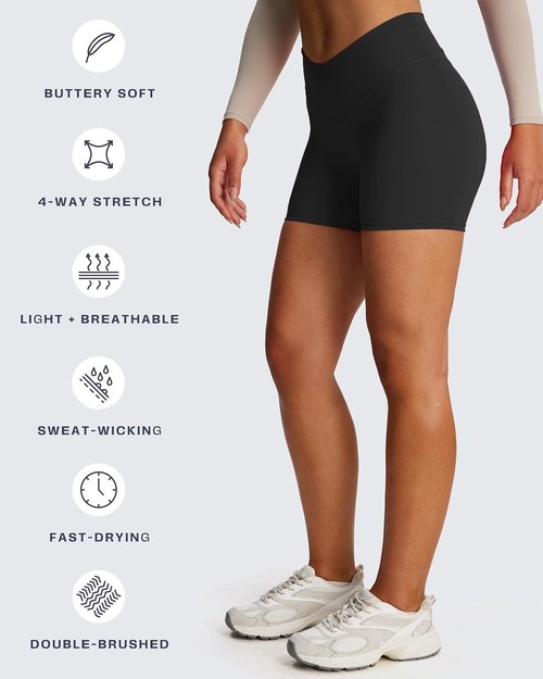 Aoxjox High-Waisted Biker Shorts for Women - Tummy Control & Hidden Scrunch | 4.5" Length