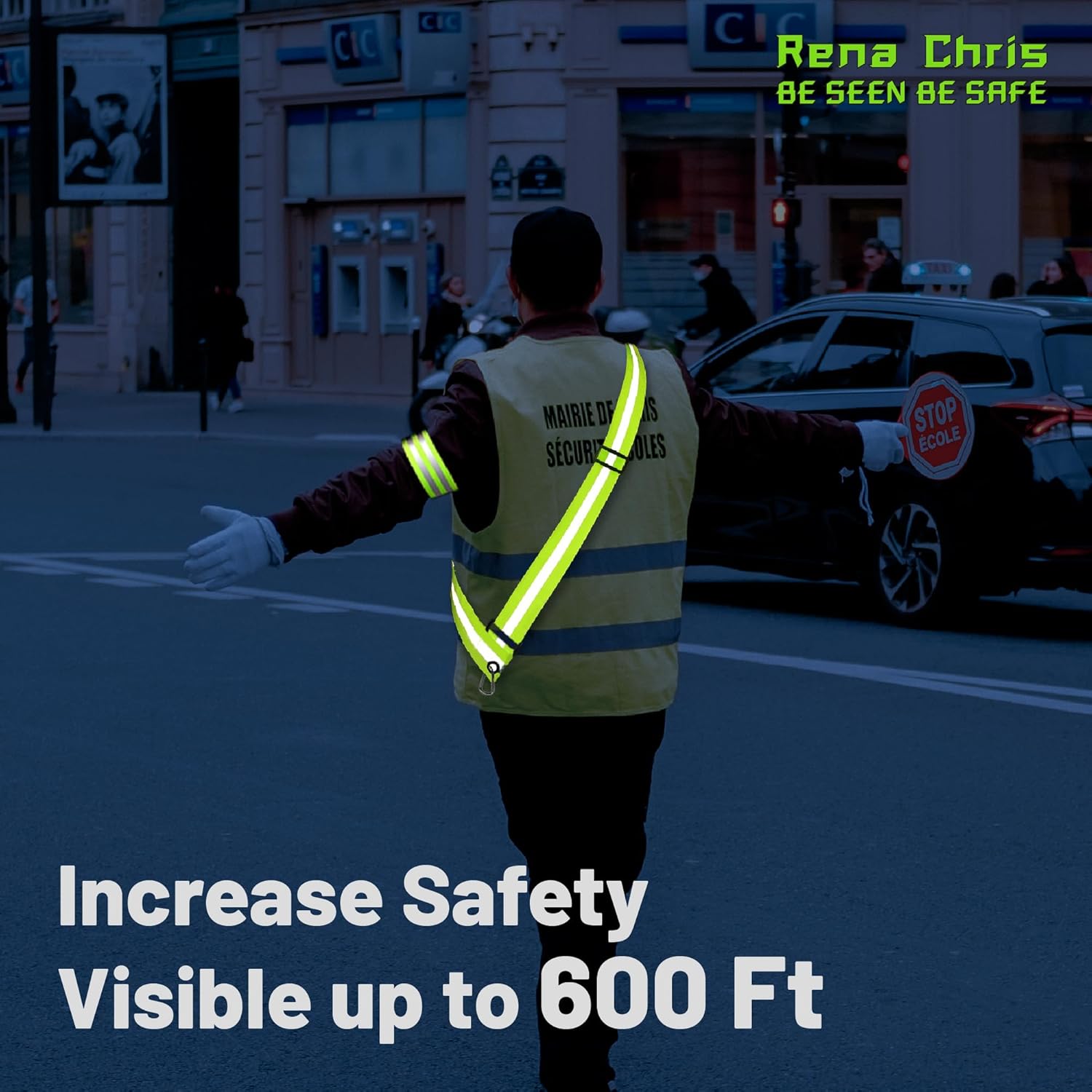 Rena Chris Reflective Running Gear - High Visibility Safety Belt & Armband for Night Jogging | Women’s Reflective Sash