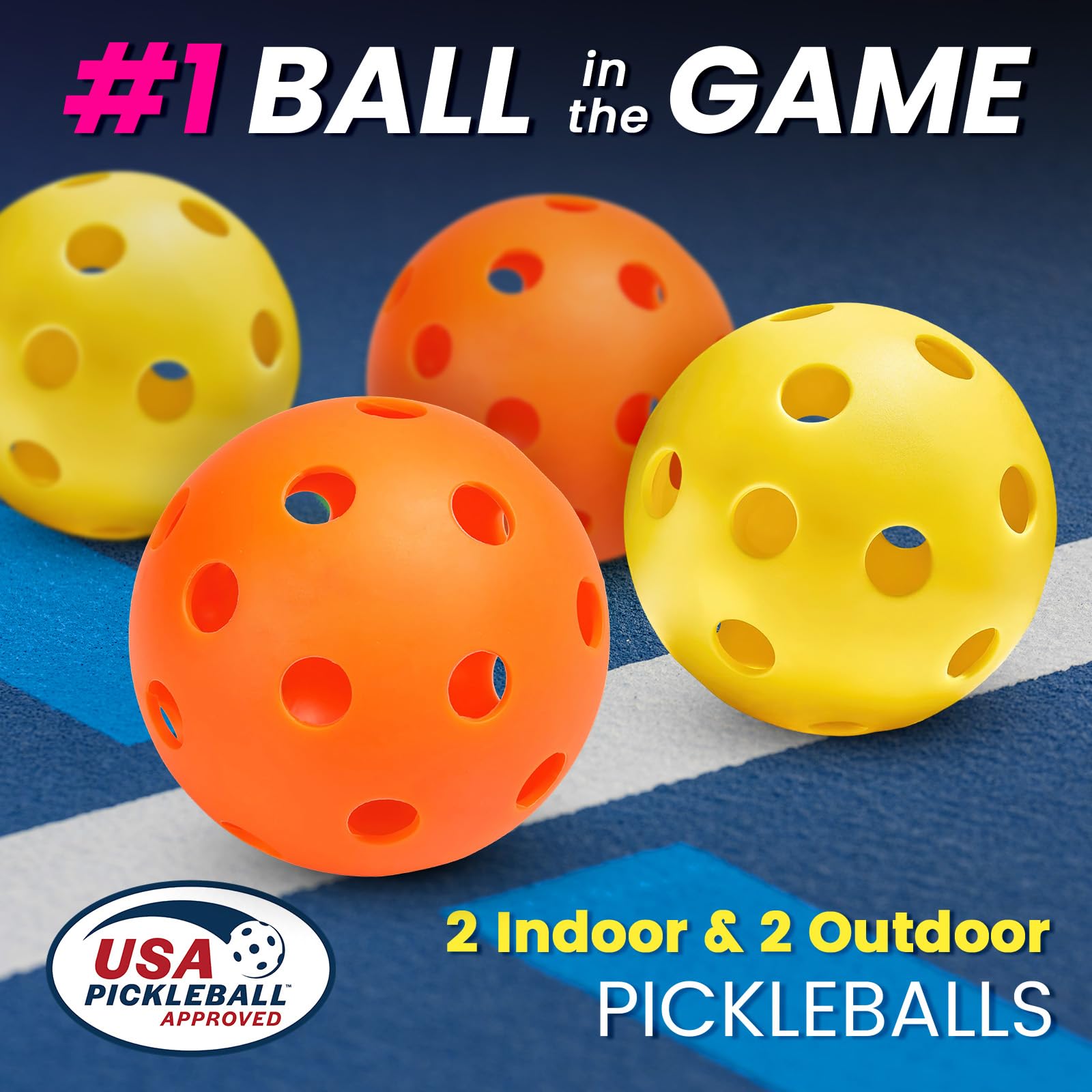 Pickleball Paddles Set of 2 or 4, USAPA Approved Pickleball Paddles Set with 4 Pickleball Balls and Pickleball Carry Bag, Fiberglass Pickle Ball Rackets 2 Pack for Beginners(4colors)