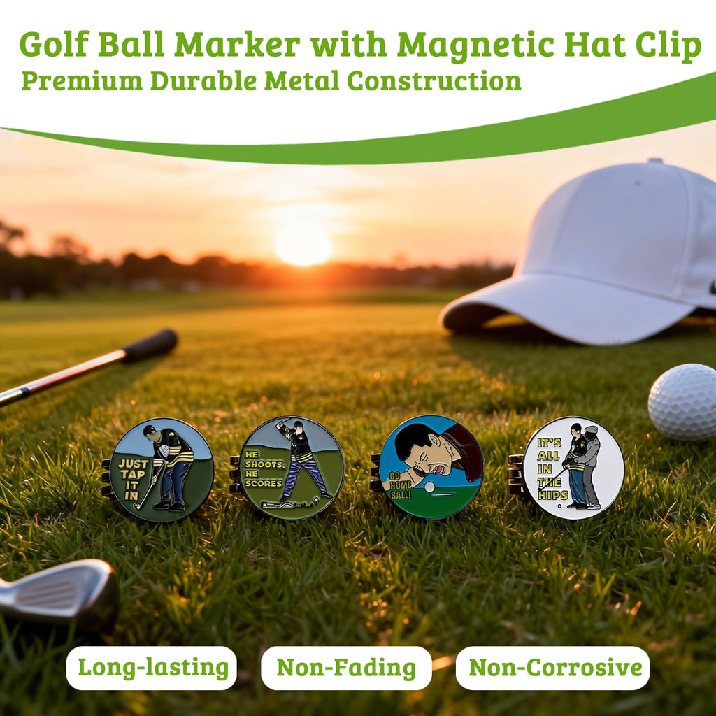 Ricomboo Golf Ball Marker with Magnetic Hat Clip, Funny Money Design Markers for Men & Women, Golf Accessories Gifts for Birthday, Father’s Day, Players, Golfer (4 PCS)