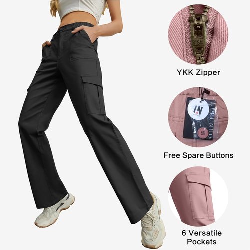 Lepunuo Cargo Pants - High Waisted Baggy Wide Leg Y2K Streetwear with 6 Pockets for Women
