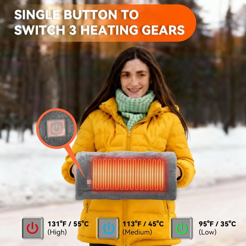 Warm Storm Hand Warmers Pouch, USB Electric Hand Muff Bag Rechargeable 3 Heating Levels with 10000mah Battery Portable Hands Heating Pad for Outdoor Fishing Camping Hiking