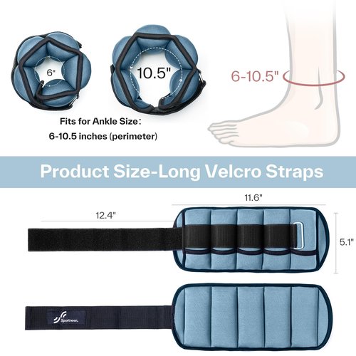 Sportneer Adjustable Ankle Wrist Weights for Men Women Kids, Adjustable Leg & Cuff Weight Straps for Fitness, Walking, Running, Aerobics, Yoga, Gym, Workout | 0.5-2 lbs Each Ankle, 1 Pair 1-4 lbs,