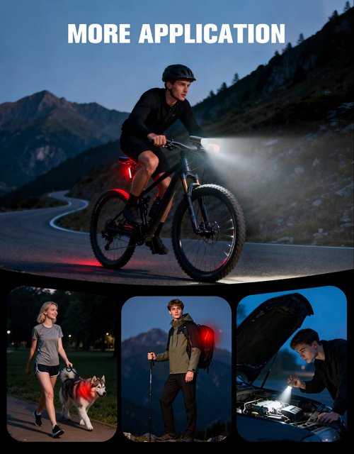 WOCBUY Bike Lights, 1200 Lumen USB Rechargeable LED Bike Light Set, Super Bright Bicycle Lights Front & Back Tail Light, Aluminum Alloy Cycling Bike Flashlight Torch, 5 Light Modes, IPX5 Waterproof