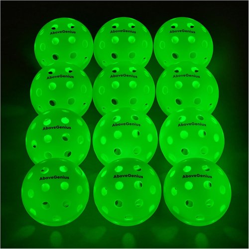 AboveGenius LED Light-Up Pickleball Balls - Glow in The Dark for High Visibility Night Play | Durable 40-Hole Design
