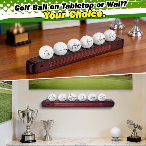 Wall Mounted Golf Club Display Rack, 2 Pack Wooden Golf Putter & Wedge Holder with 6 Secure Clips, Golf Ball Display Shelf, Premium Wall Storage & Organizer for Home, Office, Man Cave, Pro Shop