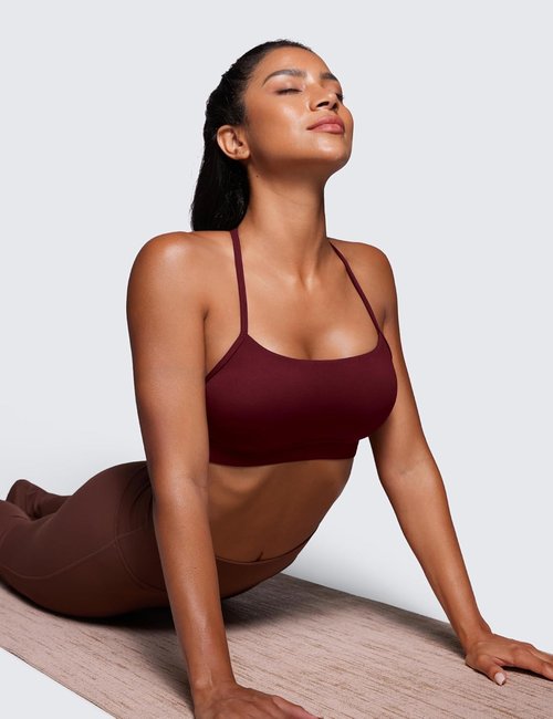 CRZ YOGA Y Back Sports Bra for Women - Padded Racerback Low Impact Yoga Top | Butterluxe Fabric