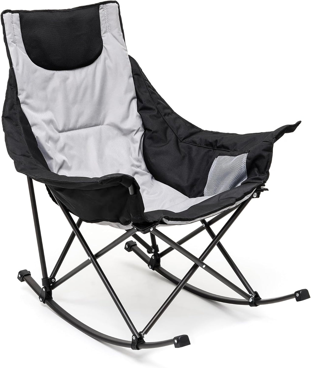 SUNNYFEEL Oversized Rocking Camping Chair - Fully Padded High Back Recliner with Side Pocket | 500 LBS Capacity