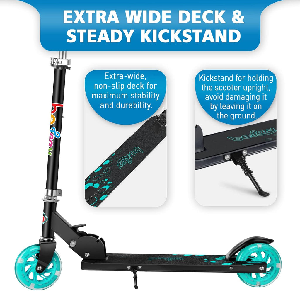 BELEEV V1 Kids Scooter - 2-Wheel Folding Kick Scooter with Light Up Wheels | Adjustable Height for Ages 3-12