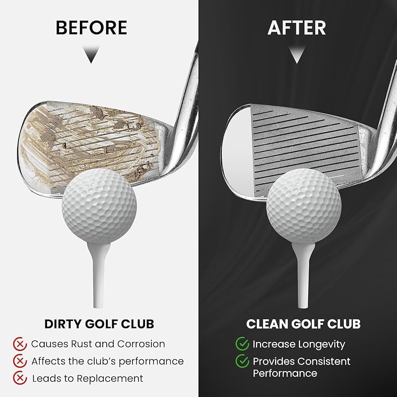 Golf Club Cleaning Kit with Groove Cleaner Tool, Brush, Towel & Spray – 4 Oz