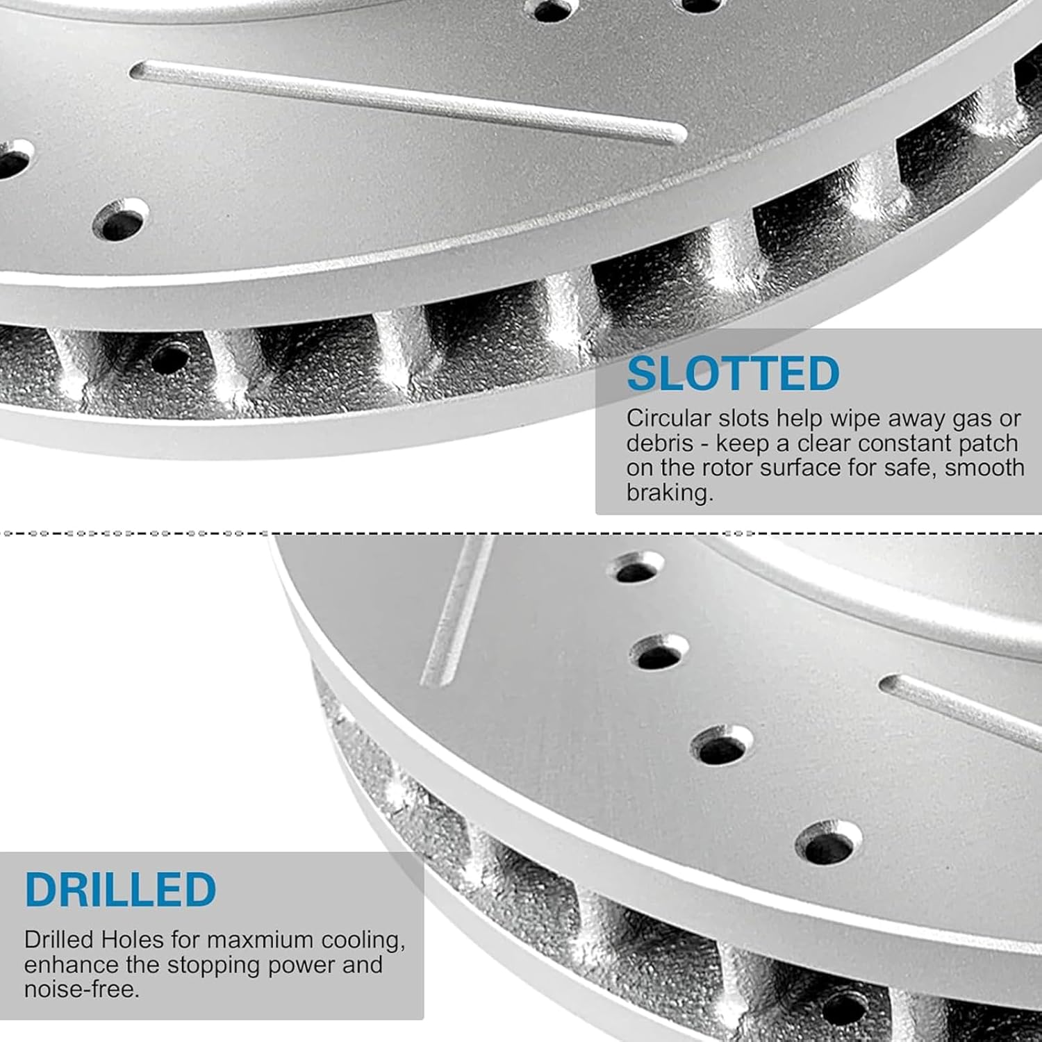WEIZE Rear Brake Kit - Carbon Fiber Ceramic Pads & Drilled/Slotted Rotors for Chevy Equinox/GMC Terrain 2010-2017