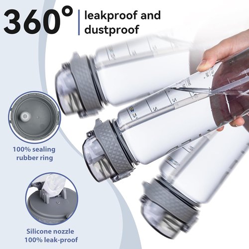 GOPPUS 32oz Clear Water Bottle - BPA-Free Tritan with Straw | Leakproof & Motivational for Gym, Hiking, Office