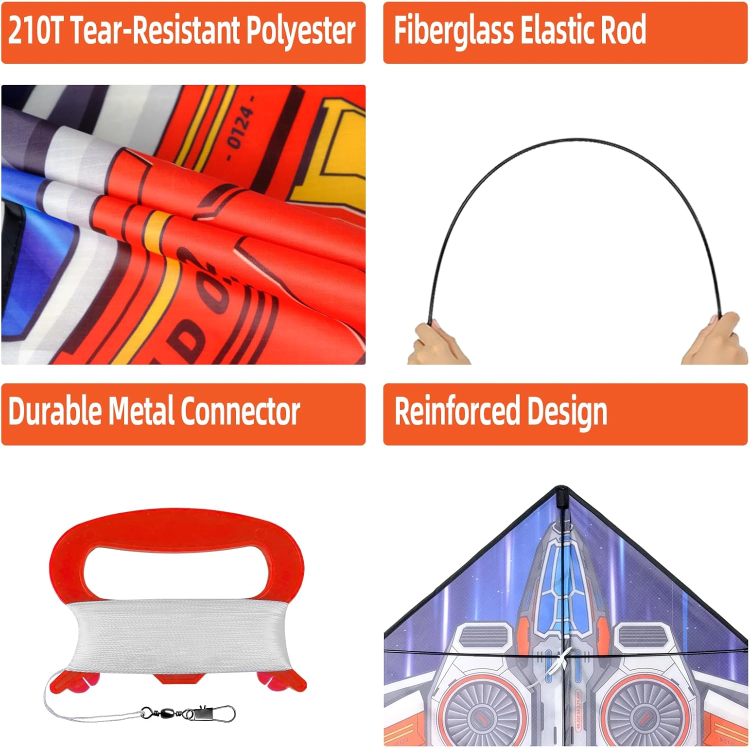 Spaceship Kite - Easy to Fly for Kids & Adults | Perfect for Outdoor Games - Red Space Ship