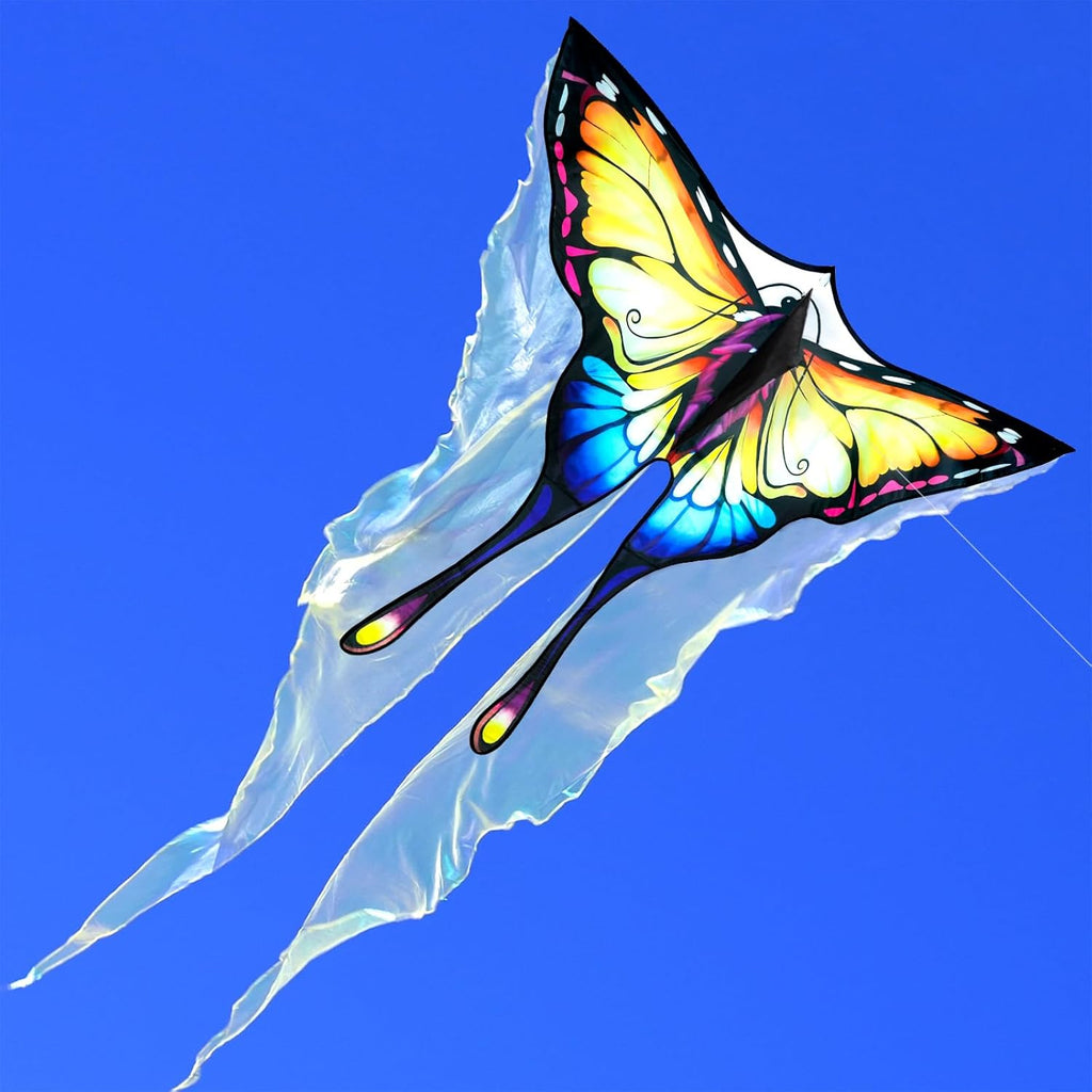 SGftre Yellow Tulle Butterfly Kite - Easy to Fly for Kids & Adults | Perfect for Beach Trips & Outdoor Fun