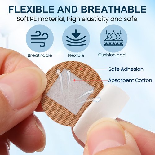 NOLITOY 100pcs Elastic Spot Bandages, Small Round Adhesive Flexible Fabric Tape Sticker for Wounds Protection Care in Multiple Sizes
