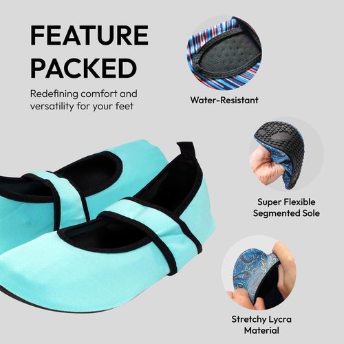 Nufoot Futsole Women's Soft-Sided Shoes for Indoors/Outdoors, Foldable & Flexible Footwear for Sport, Exercise, Yoga or Travel, Dance Shoes, Butterfly Large