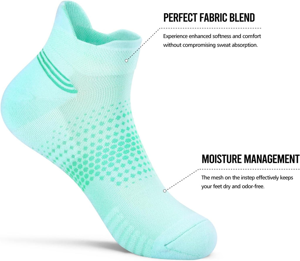 PAPLUS Ankle Compression Socks - Cushioned Low Cut Running Socks for Women | 6 Pairs