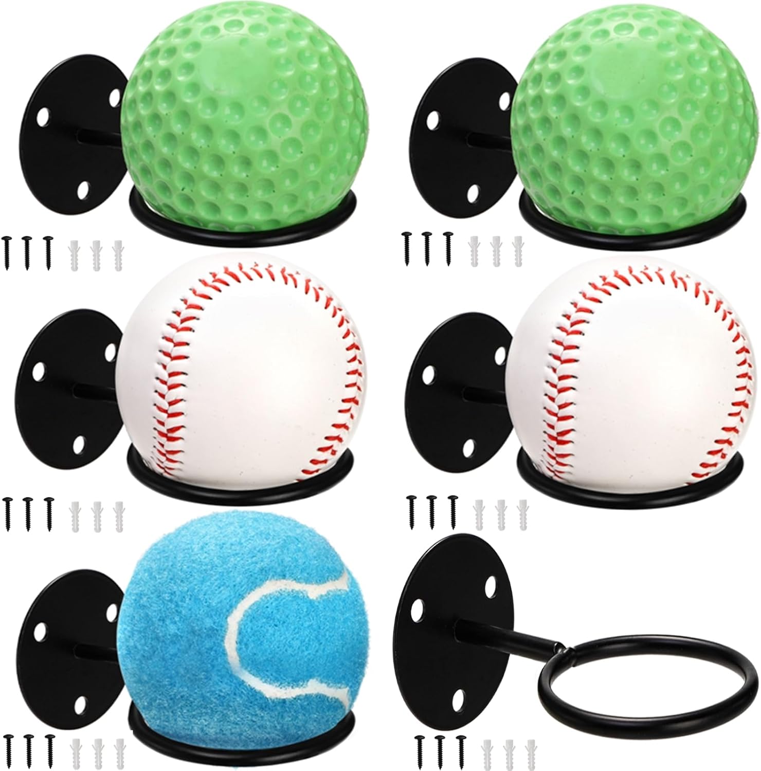 Tebery Baseball Display Wall Holder - 6 PCS Sturdy Mount for Memorabilia & Sports Ball Organization
