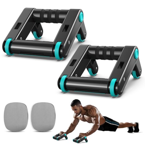 Ab Roller Wheel, 2-In-1 Exercise Roller Wheels, Push-Up Bar, Abdominal Exercise Machine, Ab Workout Equipment for Core Strength Training, Abs Exercise Roller with Knee Pad for Women Men Home Gym