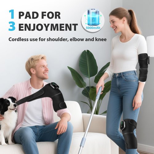 Cordless Heated Knee Massager for Pain Relief, FSA Eligible HSA 2026 Upgrade 4-Motor Full-Coverage Vibration & Heat, XL Heating Knee Brace for Targeted Pain Relief in Knee, Shoulder & Elbow, 5 Heat Levels & 5 Massage Modes