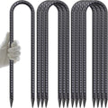 AAGUT Trampoline Stakes - 16 Inch Heavy-Duty U-Shaped Ground Anchors | 8 Pack Black Coated Kit