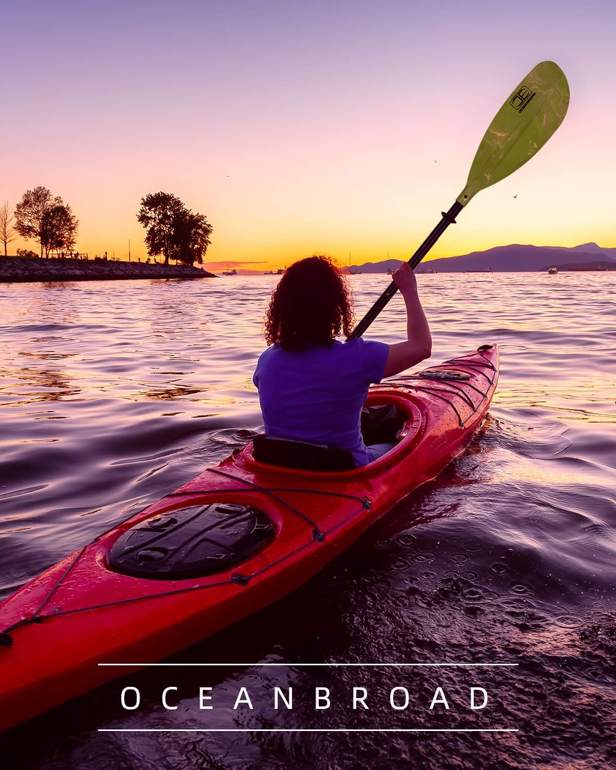 OCEANBROAD Adjustable Kayak Paddle - 86in to 94in | Lightweight Canoeing Oar with Paddle Leash