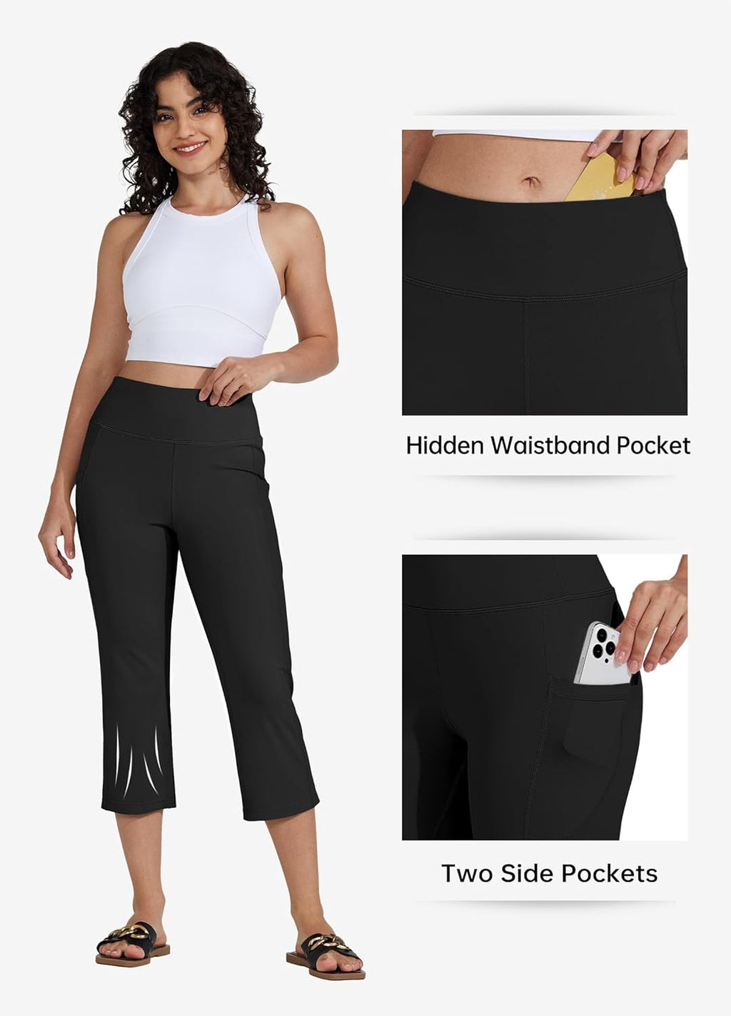 Willit Women's Yoga Capris - High Waist Athletic Leggings for Comfortable Workouts | 21" Length