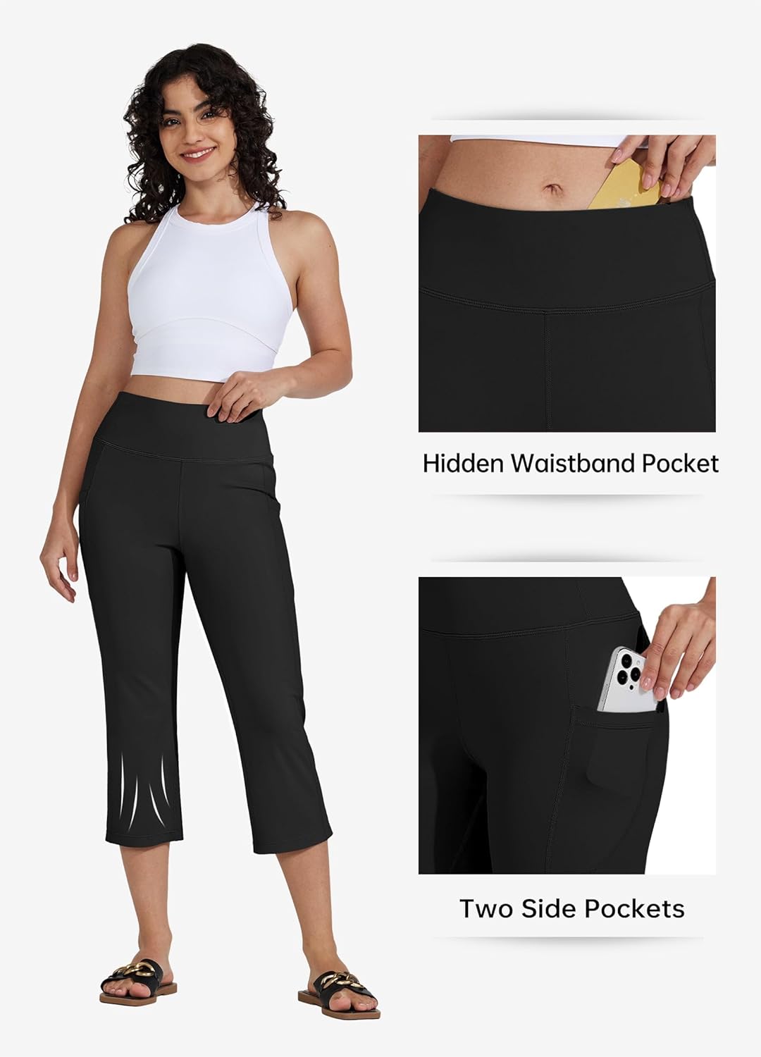 Willit Women's Yoga Capris - High Waist Athletic Leggings for Comfortable Workouts | 21" Length