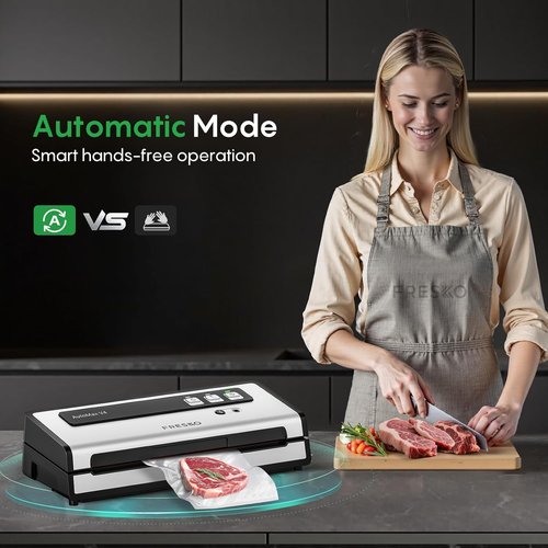 FRESKO Vacuum Sealer Machine - Automatic Bag Detection & Double Heat Seal | Starter Kit Included