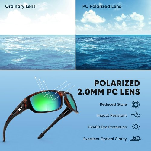 KastKing Ellijay Bifocal Polarized Sunglasses - Sport Wrap Readers with Magnifications x1.5, x2.0, x2.5