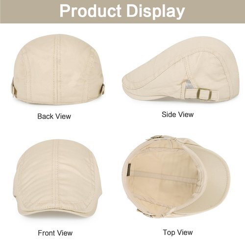 Geyanuo 3Pcs Newsboy Cap for Men Classic Adjustable Flat Cap Ivy Gatsby Driving Cabbie Hat