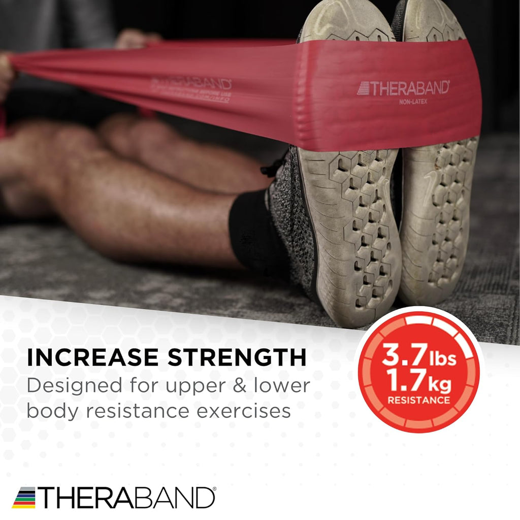 TheraBand Resistance Bands Set - Non-Latex Elastic Bands for Exercise & Therapy | Beginner Kit in Yellow, Red, Green