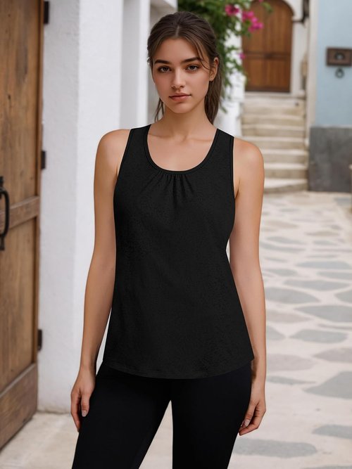 Laughido Women's Workout Tank Tops - Sleeveless Racerback Athletic Shirt for Yoga & Gym | Loose Fit
