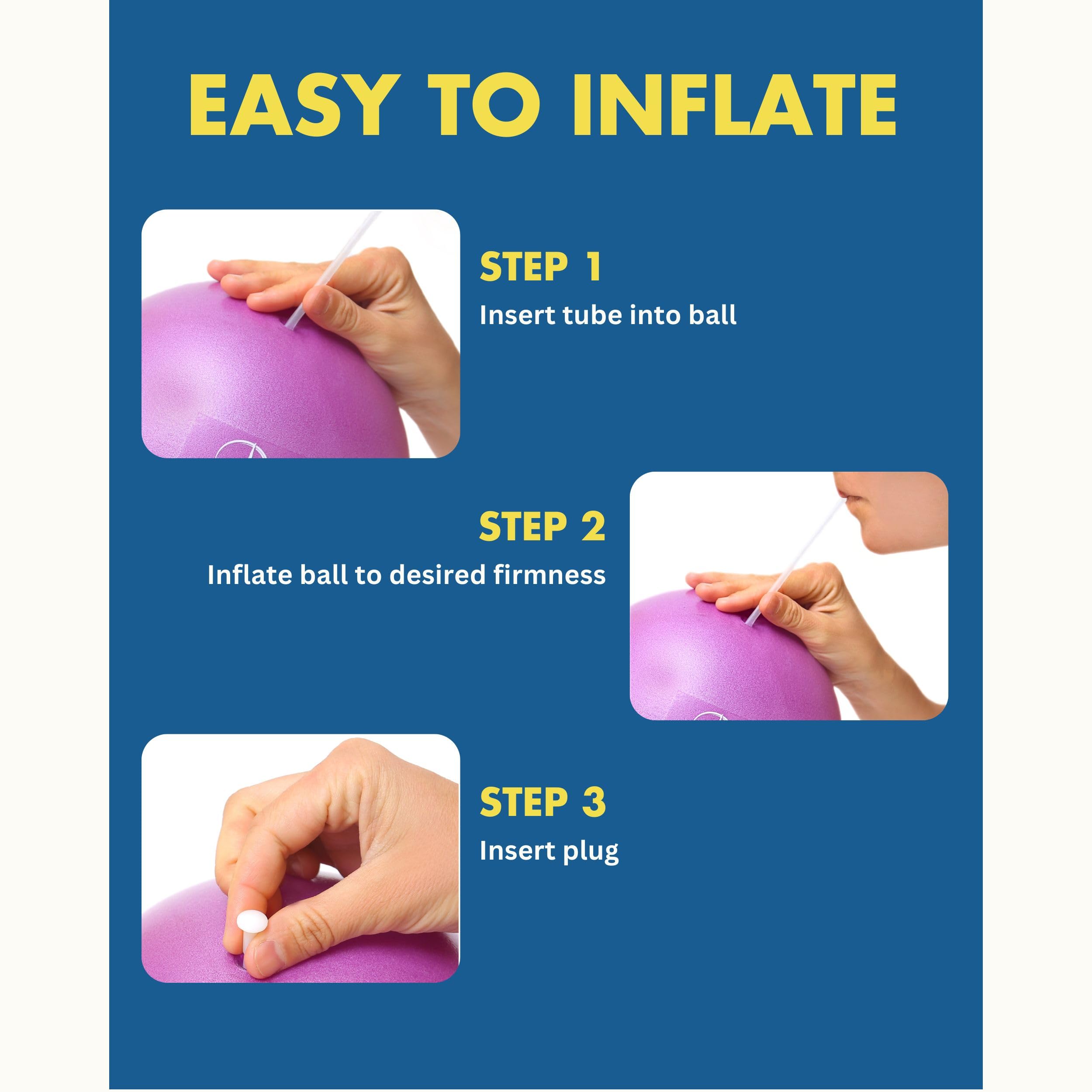 ProBody Pilates Ball 9 Inch - Small Exercise Ball for Stability, Barre, Core, Ab Workouts, Yoga, & Physical Therapy (Indigo)