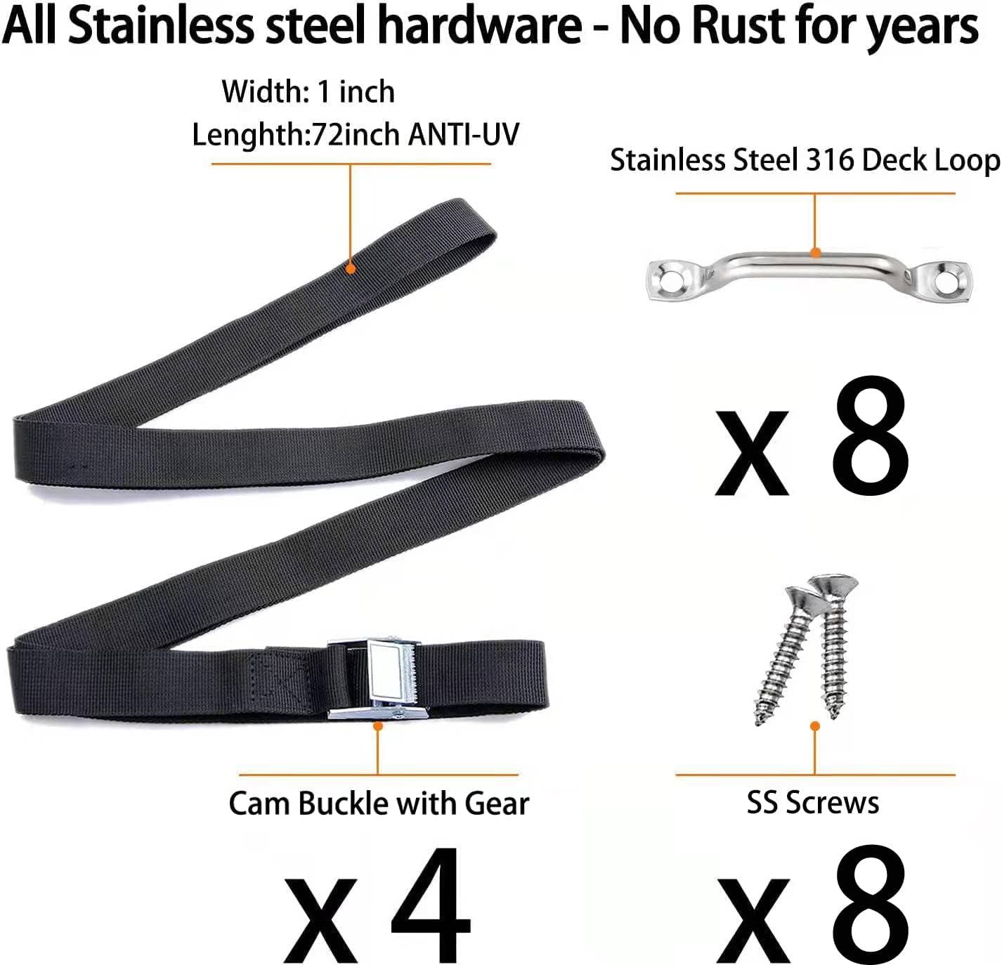 **Battery Tie Down Strap by [Brand Name] - Heavy Duty Hold-Down with Stainless Steel Cam Buckle & Deck Loop Mounts**