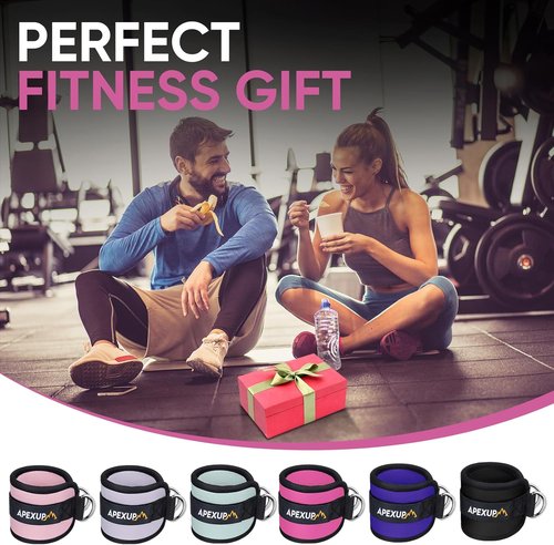 APEXUP Ankle Strap for Cable Machine, Ankle Resistance Bands, Cable Kick Back Ankle Straps for Gym, Glute Workouts, Leg Extensions, Adjustable Straps with Neoprene Padding