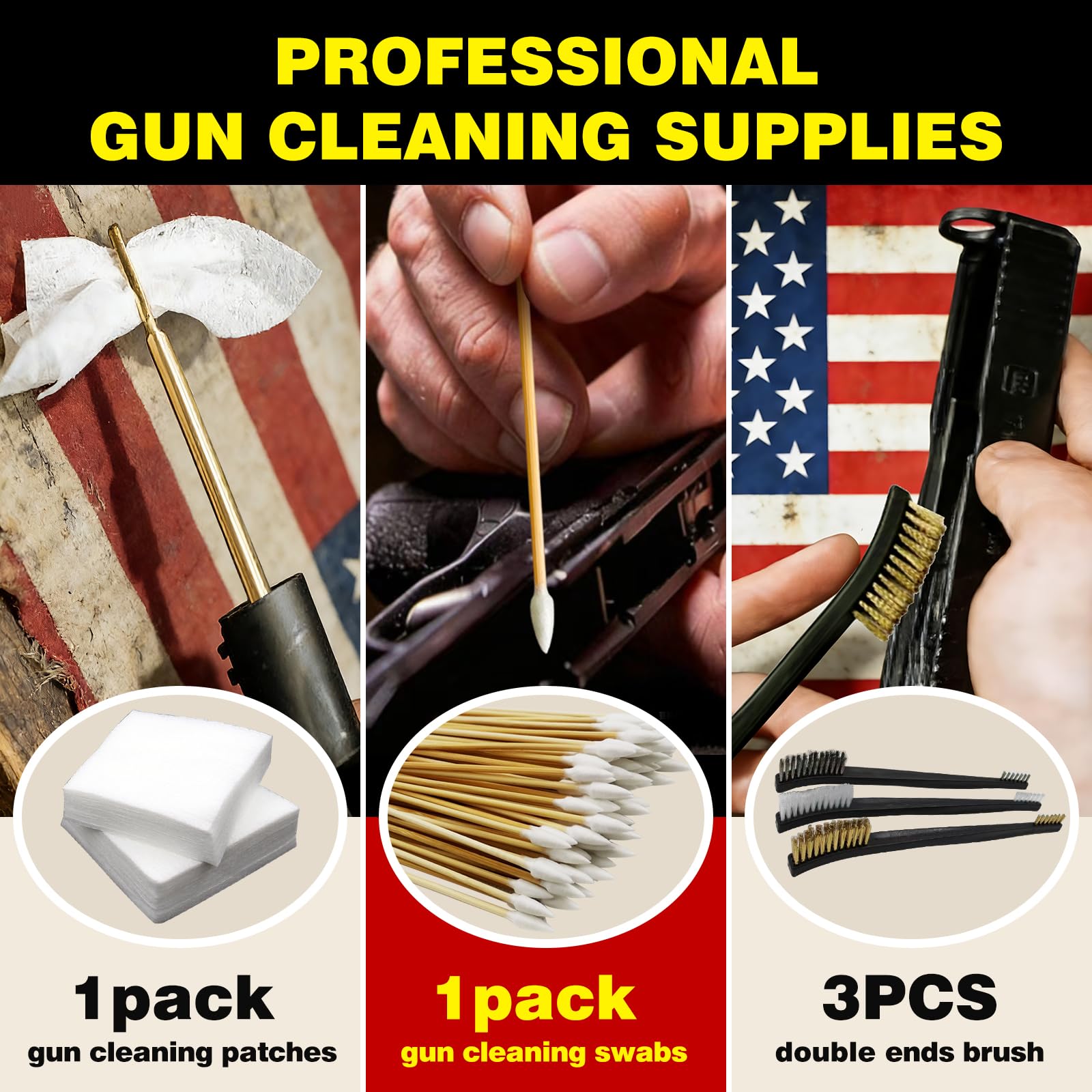 Gun Cleaning Kit for .22 .223Cal 5.56mm .22LR Rifle Pistol Cleaning Kit with 30ml Gun Cleaning Oil, Cleaning Swabs, Bronze Bore Brush and Brass Jag Adapter with Portable Case