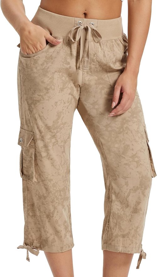 MoFiz Women's Capris - Lightweight Casual Cargo Pants with Pockets for Hiking | Loose Fit