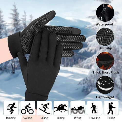 EEFOW Kids Winter Touch Screen Gloves - Waterproof Fleece, Anti-Slip Mittens for Ages 4-12
