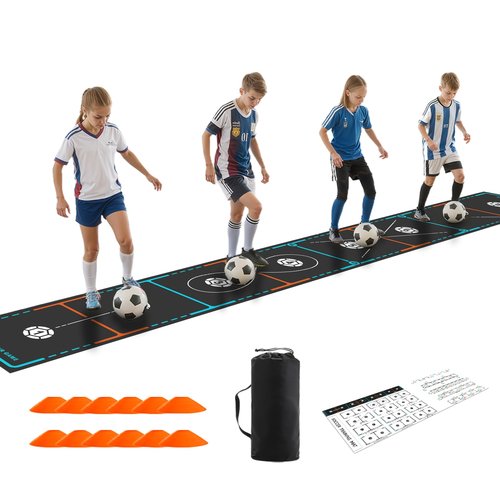 MUKESKY Soccer Training Mat with Integrated Ladder & Cones | 4-in-1 Football Footwork Agility Trainer for Team Practice | Non-Slip Speed & Ball Control Exercise Mat