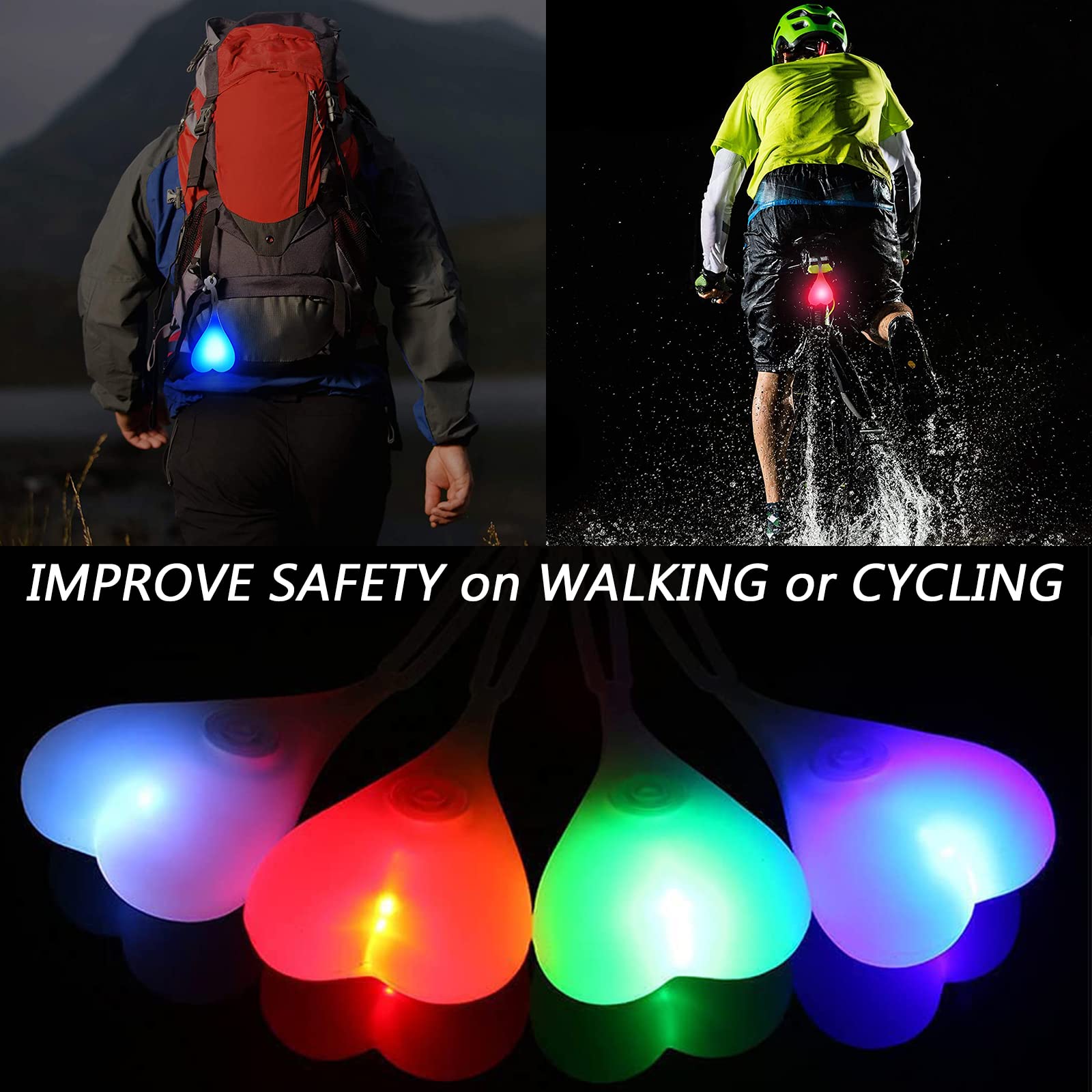 YUERWOVER Bike Reflectors LED Bicycle Rear Lights Night Essential Cycling Balls Tail Light Seat Back Egg Lamp Waterproof Silicone Warning Light for Truck (Blue)