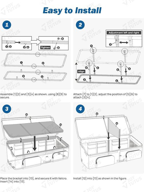 JOYTUTUS Truck Bed Cargo Box Organizer - Easy Access Storage Bag for Groceries & Golf Gear