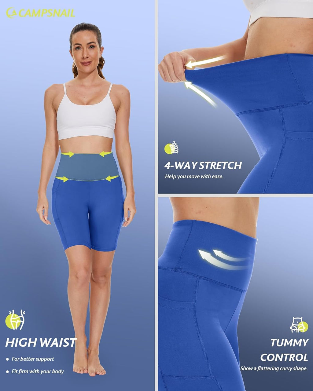 CAMPSNAIL Biker Shorts for Women - High Waisted Spandex with Pockets | Tummy Control & Multiple Lengths