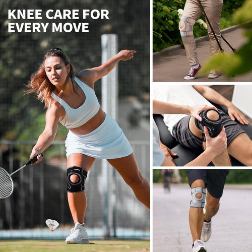 CAMBIVO ELITE Knee Brace with Side Stabilizers & Open Patella Gel Pad for Knee Pain, Meniscus Support, Arthritis & Ligament Strain for Men and Women – Adjustable Wrap for Daily Use (Black, Large)