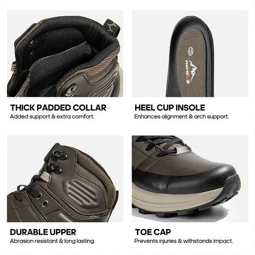NORTIV 8 Men's Waterproof Hiking Boots Lightweight Non-Slip Outdoor Ankle Trekking Boots Expedition,Size 11,Dark Brown,SNHB241M